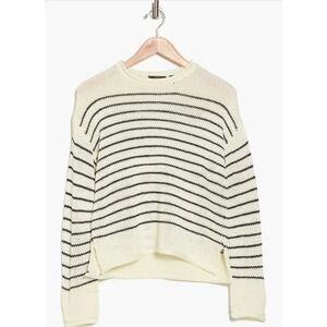 RDI Striped Knit Sweater Winter White Black Crew Neck XS